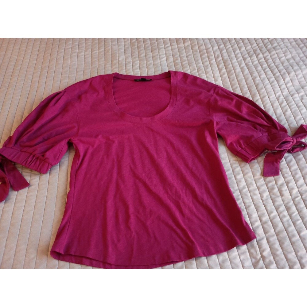 INC International Concepts Top Shirt  Blouse Burgundy 3/4 Sleeves Size L